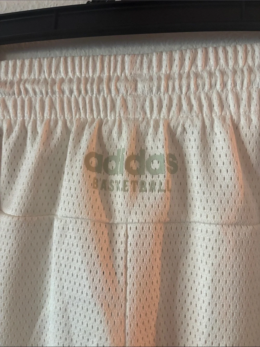 Adidas Cream Athletic Mesh Shorts with Mint Trim